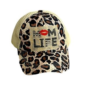 Mom life truckers hat with ponytail opening New